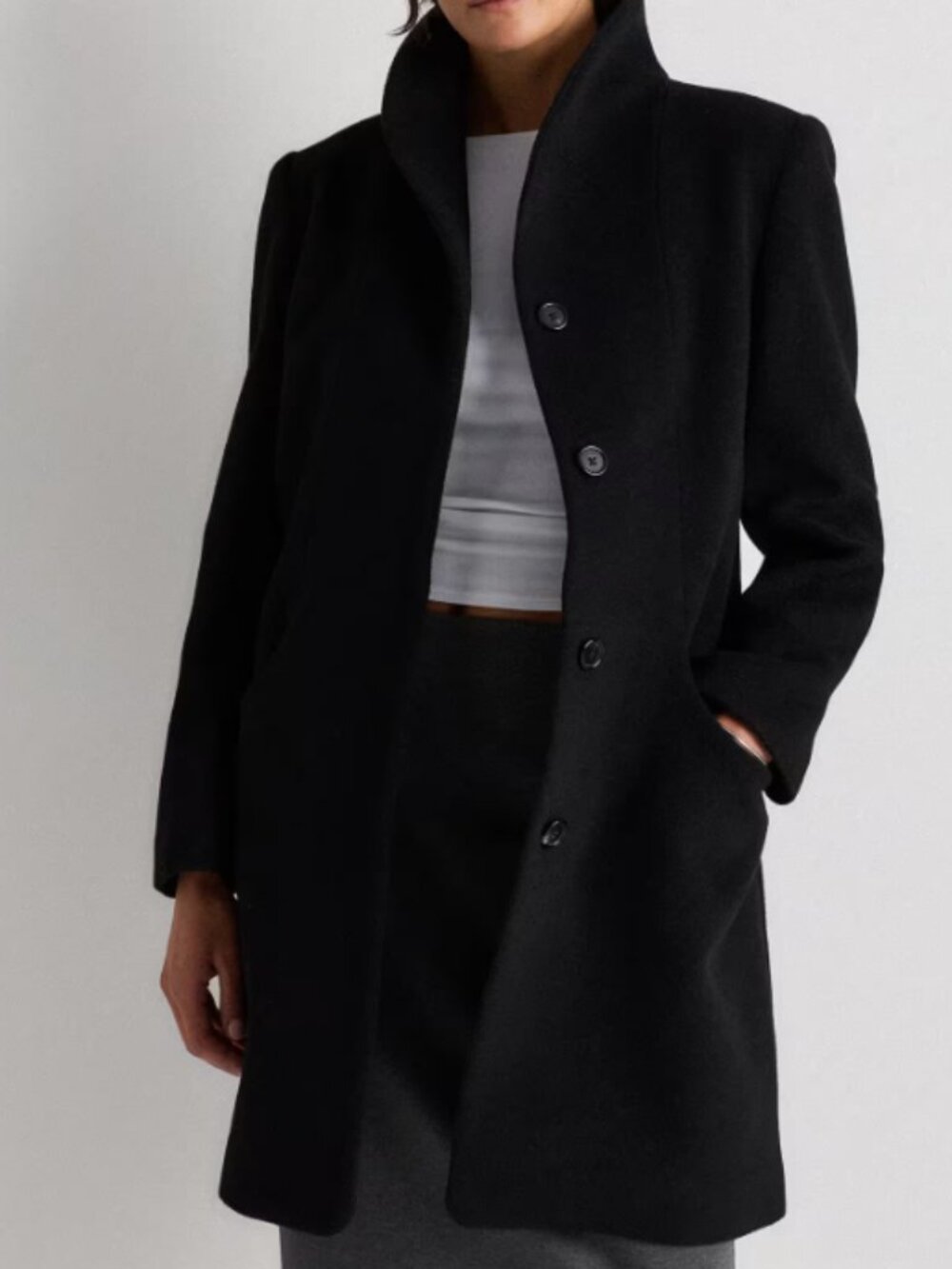 Quince Wool Cashmere Cocoon Coat Black S NWT